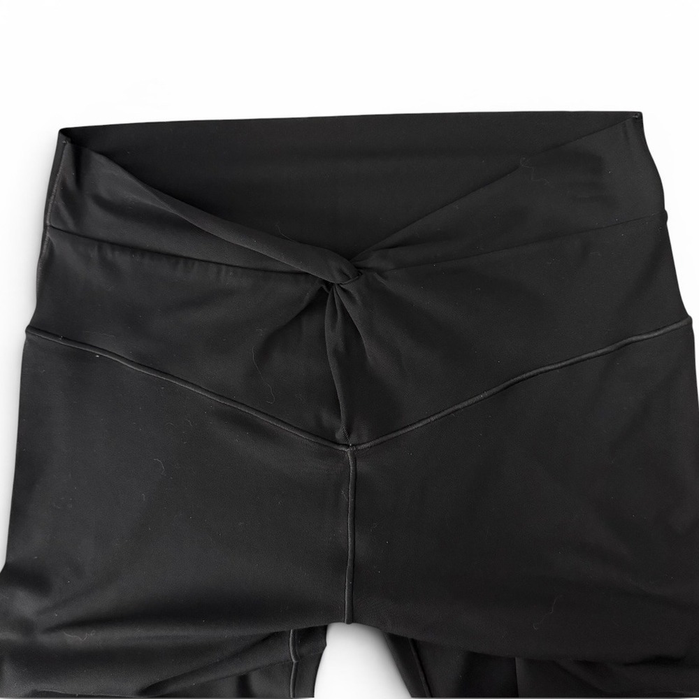 OFFLINE by Aerie Flare Leggings Womens L Large Black Crossover Twist Long - Picture 8 of 12